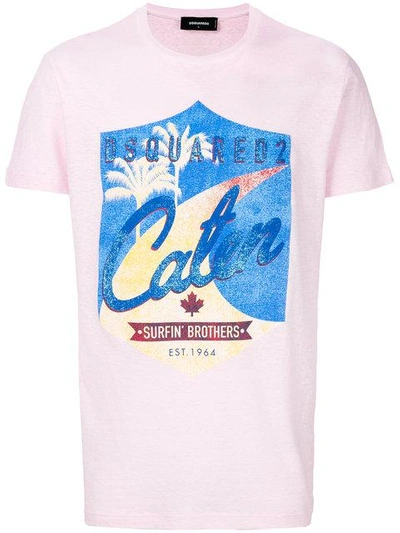 Dsquared2 Surfing Bros Print T-shirt In Pink & Purple