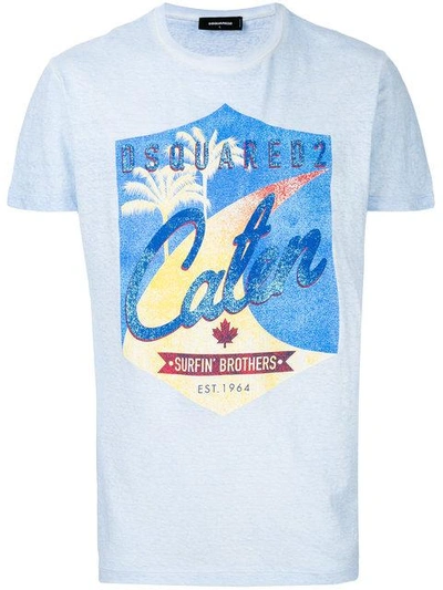 Dsquared2 Surfing Bros Print T-shirt - Blue