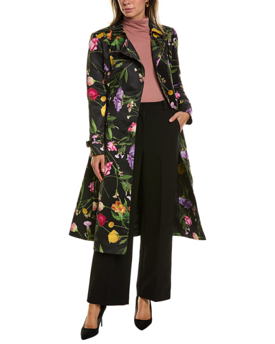 Ted Baker Womens Black Moiraa Floral-print Double-breasted Woven Trench Coat