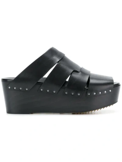 Rick Owens Studded Wedge Sandals In Black