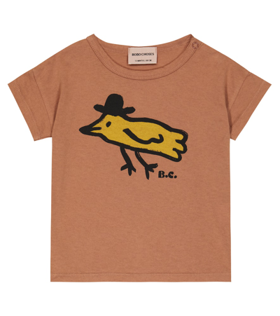 Bobo Choses Baby Mr. Birdie Cotton T-shirt In Braun