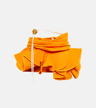 Jacquemus La Jupe Artichaut Cotton Miniskirt In Orange