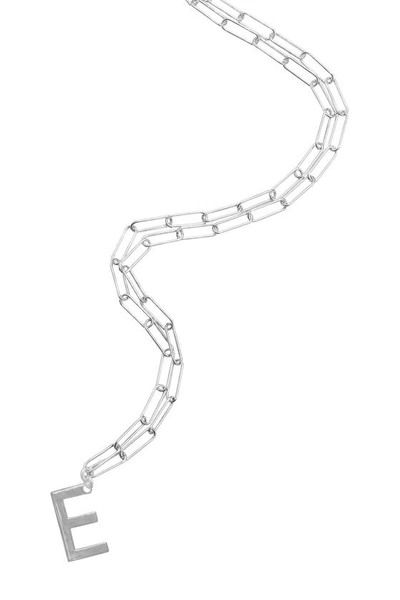 Adornia Initial Pendant Paperclip Necklace In Silver - E