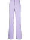 Pinko Stretch Linen Slit-cuff Trousers In Purple, Chalk