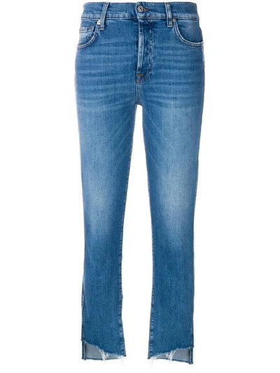 7 For All Mankind Cropped Denim Jeans In Blue