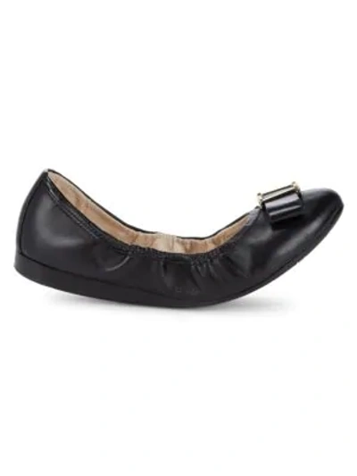 Cole Haan Emory Bow Leather Ballet Flats In Black