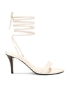 The Row Ankle-tie Leather Gladiator Sandals In Milk
