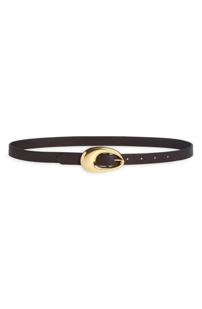 Bottega Veneta Drop Leather Belt With Brass Buckle In Fondant