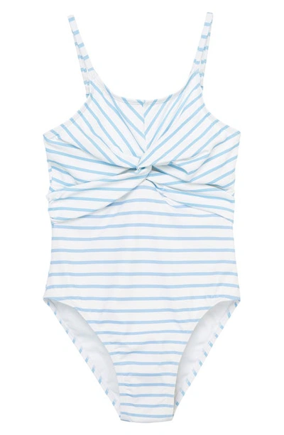 Habitual Kids' Fifi Stripe Twist Front One-piece Swimsuit In Light Blue
