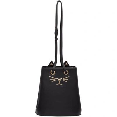 Charlotte Olympia Black Feline Bucket Bag In 001 Black