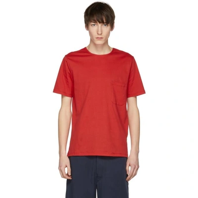 Lemaire Red Pocket T-shirt In 344.vermln