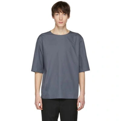 Lemaire Grey Poplin T-shirt In 964.lavende