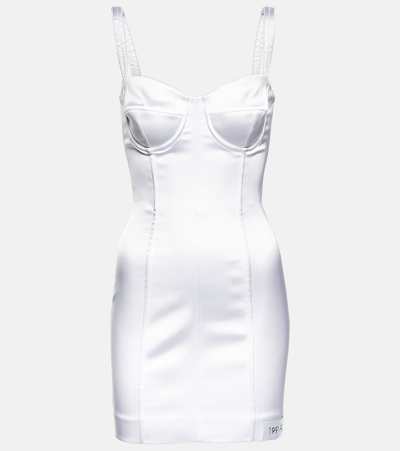 Dolce & Gabbana Mini Satin Dress In White
