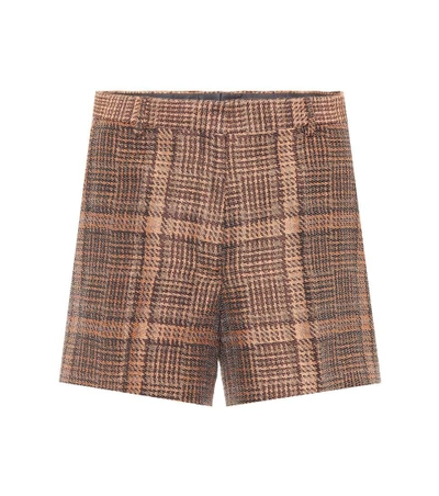 Dries Van Noten Checked Cotton-blend Shorts In Rust