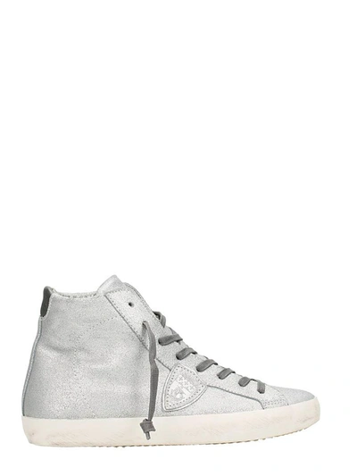 Philippe Model High Mixage Sneakers In Silver