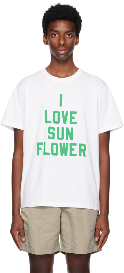 Sunflower 图案logo印花t恤 In White