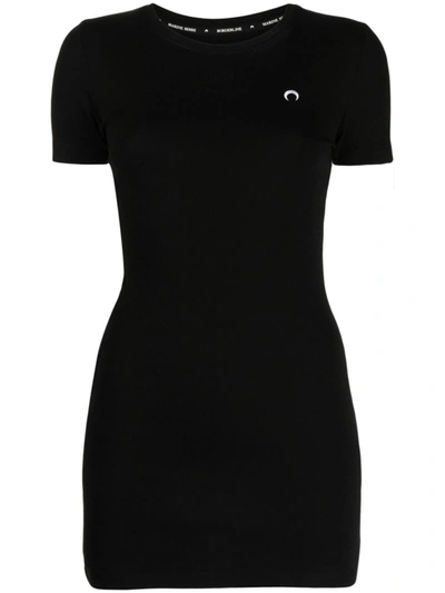 Marine Serre Organic Cotton T-shirt Dress In Black