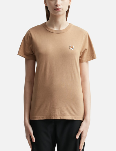 Maison Kitsuné Fox Head Patch T-shirt In Beige