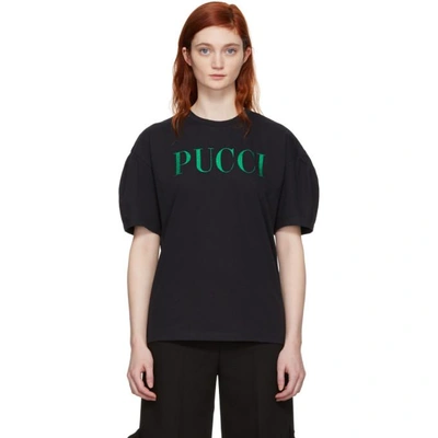 Emilio Pucci Sssense Exclusive Black Glitter Logo T-shirt In 999 Black