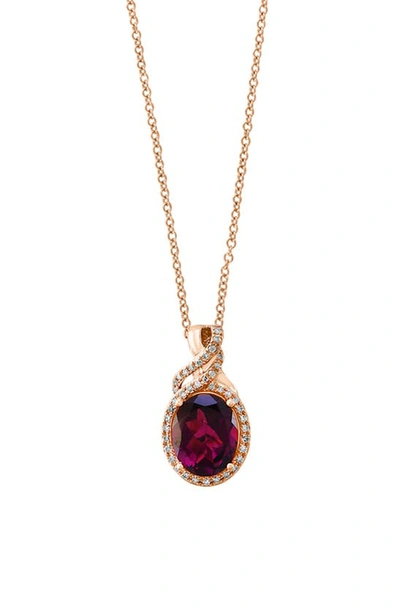 Effy 14k Rose Gold, Diamond, & Rhodolite Garnet Pendant Necklace In Red