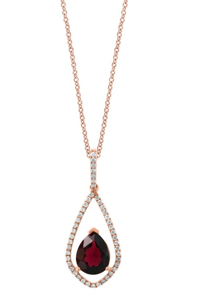 Effy 14k Rose Gold Rhodolite Garnet & Diamond Pendant Necklace In Red
