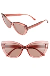 Tom Ford Anya 55mm Cat Eye Sunglasses In Antique Dark Pink/ Pale Brown