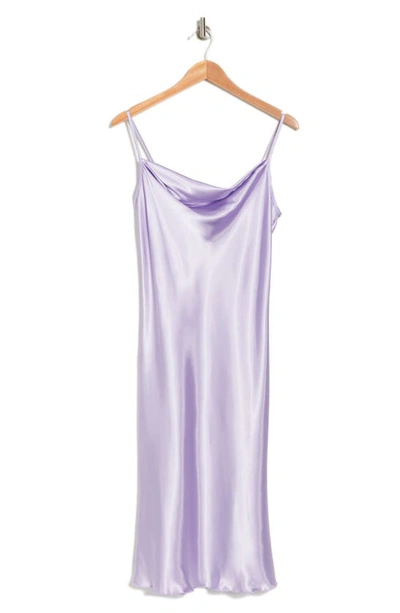 Bebe Satin Cowl Neck Midi Dress In Lilac