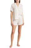Abound Satin Button-up Shirt & Shorts Pajamas In Ivory Egret Heart Zone