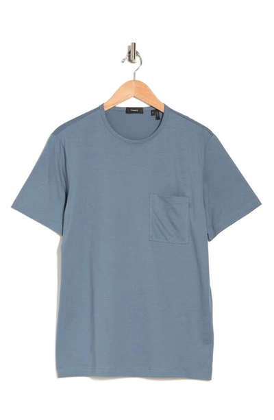 Theory Precise Crewneck Cotton Pocket Tee In Dark Harbor