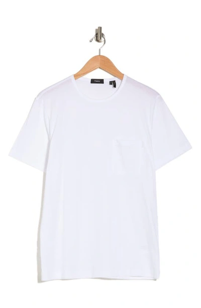 Theory Precise Crewneck Cotton Pocket Tee In White