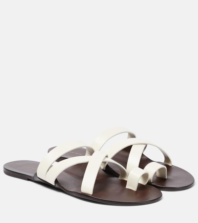The Row 10mm Kris Leather Sandals In Milk