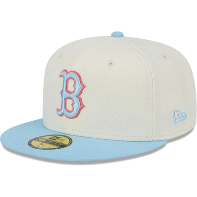 New Era Men's  White And Light Blue Boston Red Sox Spring Color Two-tone 59fifty Fitted Hat In White,light Blue
