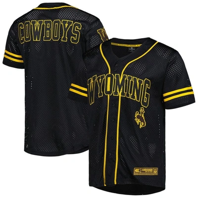 Colosseum Black Wyoming Cowboys Free Spirited Mesh Button-up Baseball Jersey