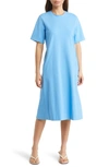 Nordstrom Stretch Cotton Midi T-shirt Dress In Blue Maya