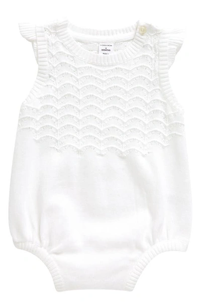 Nordstrom Babies' Bubble Sweater Romper In White