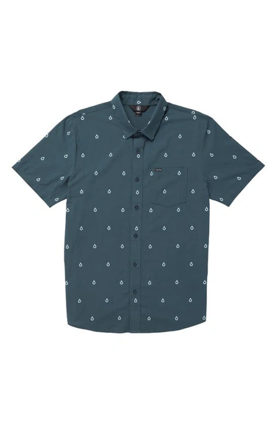Volcom Patterson Short Sleeve Button-up Shirt In Faded Navy
