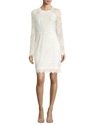 Bcbgmaxazria Long-sleeve Lace Sheath Dress In Off White