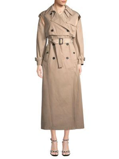 Valentino Gabardine Cut-out Trench Jacket In Beige