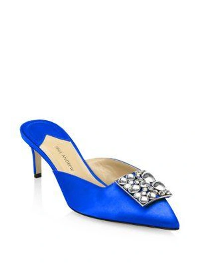 Paul Andrew Lilia Satin Mules In Klein Blue