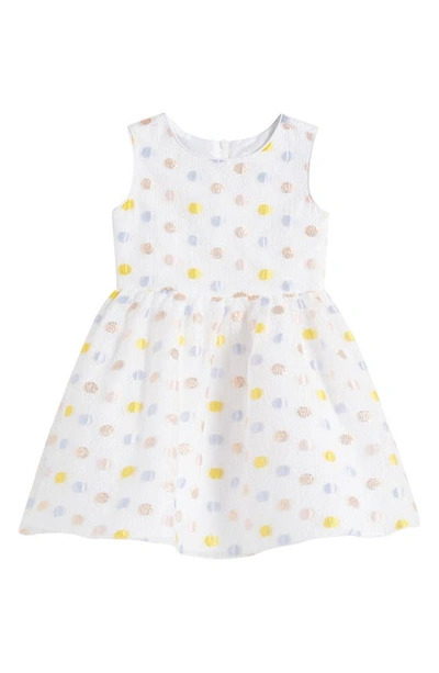 Little Angels Kids' Polka Dot Skater Dress In White