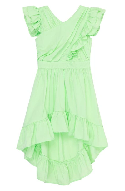 Habitual Kids' Ruffle Crossover High-low Dress In Light Green