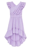Habitual Kids' Little Girl's & Girl's High-low Wrap Dress In Purple