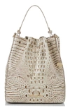 Brahmin Marlowe Croc Embossed Leather Bucket Bag In Oyster Grey