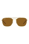 Ray Ban 55mm Polarized Square Sunglasses In Gold Flash