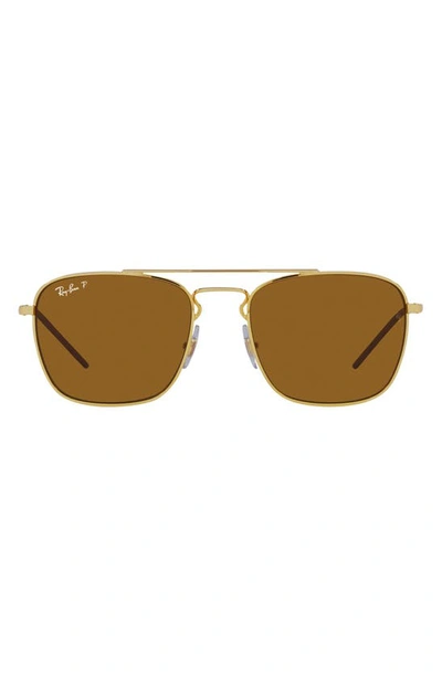 Ray Ban 55mm Polarized Square Sunglasses In Gold Flash