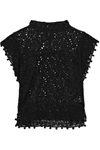 Isabel Marant Kery Broderie Anglaise Cotton And Lace Top In Black
