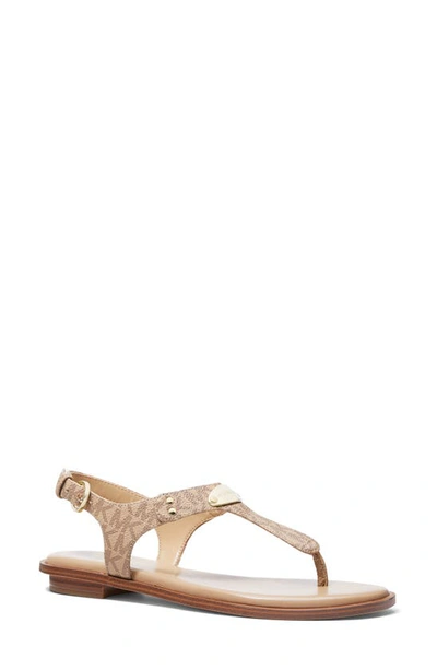 Michael Michael Kors Logo Plate Sandal In Camel