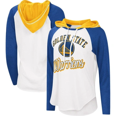 G-iii 4her By Carl Banks White Golden State Warriors Mvp Raglan Hoodie Long Sleeve T-shirt