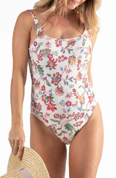 Cache Coeur Tea Time Maternity One-piece Swimsuit In Pink