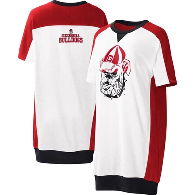 G-iii 4her By Carl Banks White Georgia Bulldogs Home Run T-shirt Dress